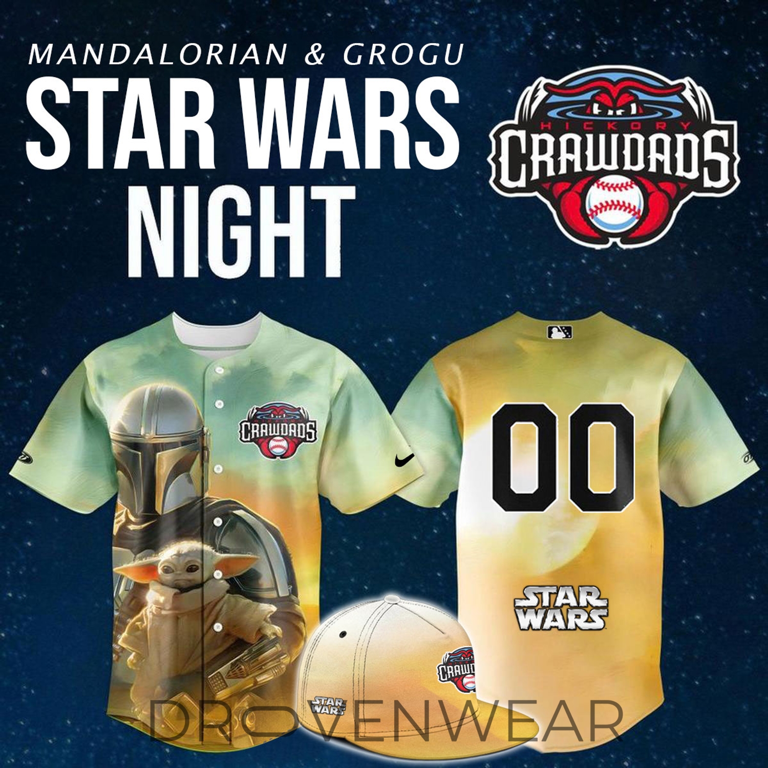Hickory Crawdads Star Wars Theme Night Limited Jersey NN Hickory Crawdads Star Wars Theme Night Limited Jersey NN