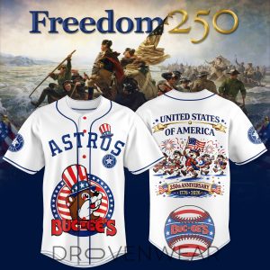Houston Astros Independence Day 2026 USA 250 Baseball Jersey by Drovenwear.com