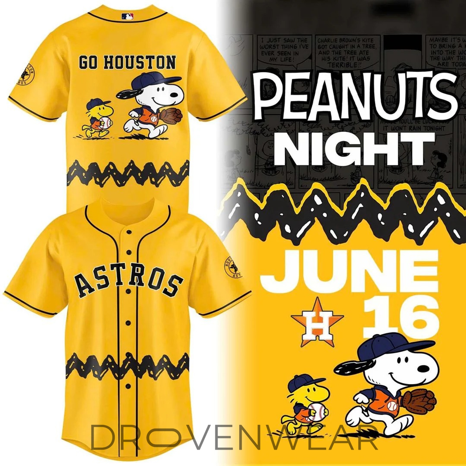 Houston Astros Peanuts Night June 16 Limited Baseball Jersey Houston Astros Peanuts Night June 16 Limited Baseball Jersey
