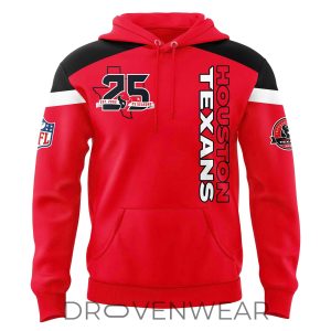 Houston Texans Red 25th Season Anniversary Pullover Hoodie by Drovenwear.com