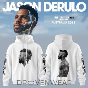 Jason Derulo Australia New Zealand Tour 2026 White Hoodie by Drovenwear.com