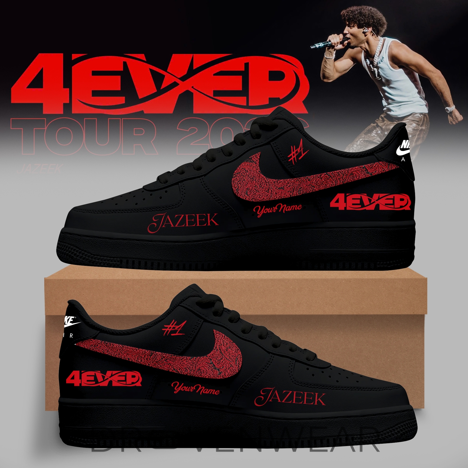 Jazeek 4EVER Tour 2026 Personalized Air Force 1 Sneakers Jazeek 4EVER Tour 2026 Personalized Air Force 1 Sneakers
