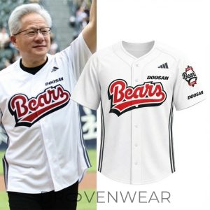 Jensen Huang Inspired Korean Bears Baseball Jersey by Drovenwear.com