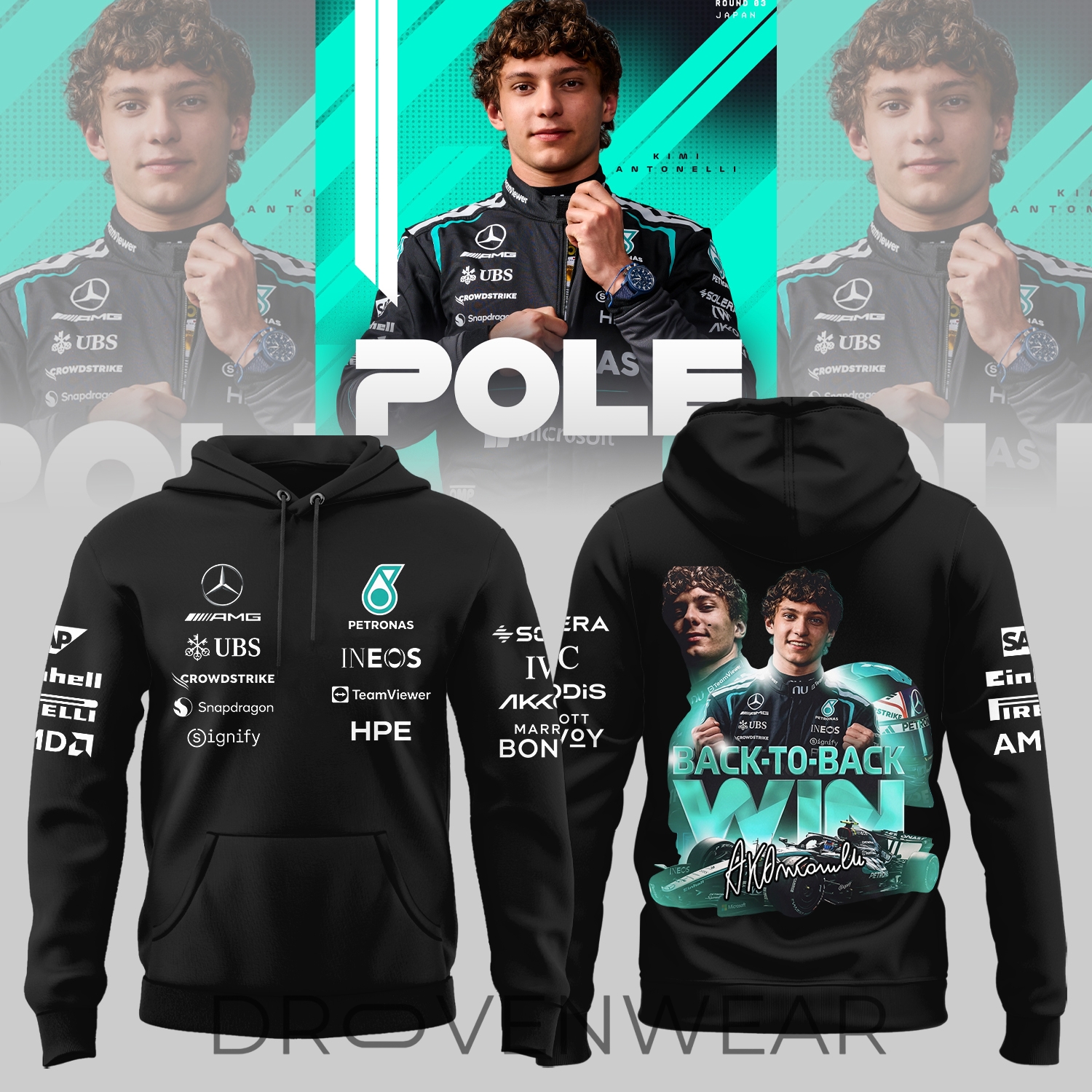Kimi Antonelli Back-to-Back Pole 2026 Hoodie Kimi Antonelli Back-to-Back Pole 2026 Hoodie
