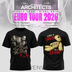 Korn Euro Tour 2026 Graphic TShirt by Drovenwear.com