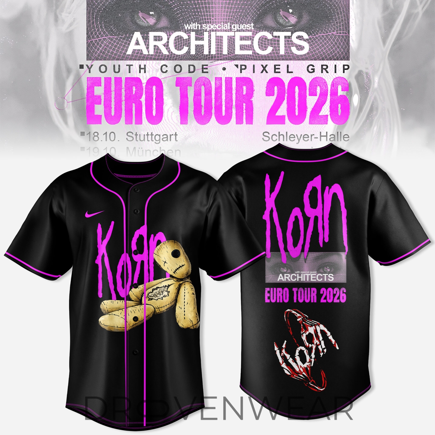 Korn European Tour 2026 Limited Baseball Jersey Korn European Tour 2026 Limited Baseball Jersey