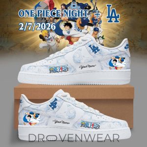 LA Dodgers One Piece Inspired Air Force 1 Shoes by Drovenwear.com