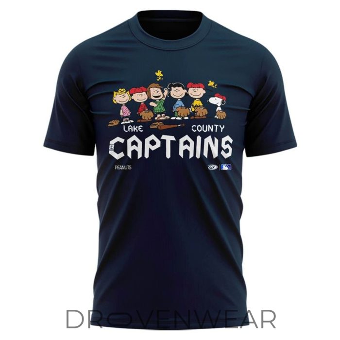 Lake County Captains Peanuts Night Navy Fan Shirt 2026 - Image 3
