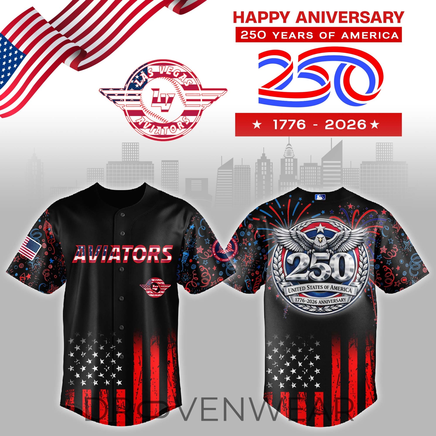Las Vegas Aviators USA Anniversary Limited Jersey Black Las Vegas Aviators USA Anniversary Limited Jersey Black