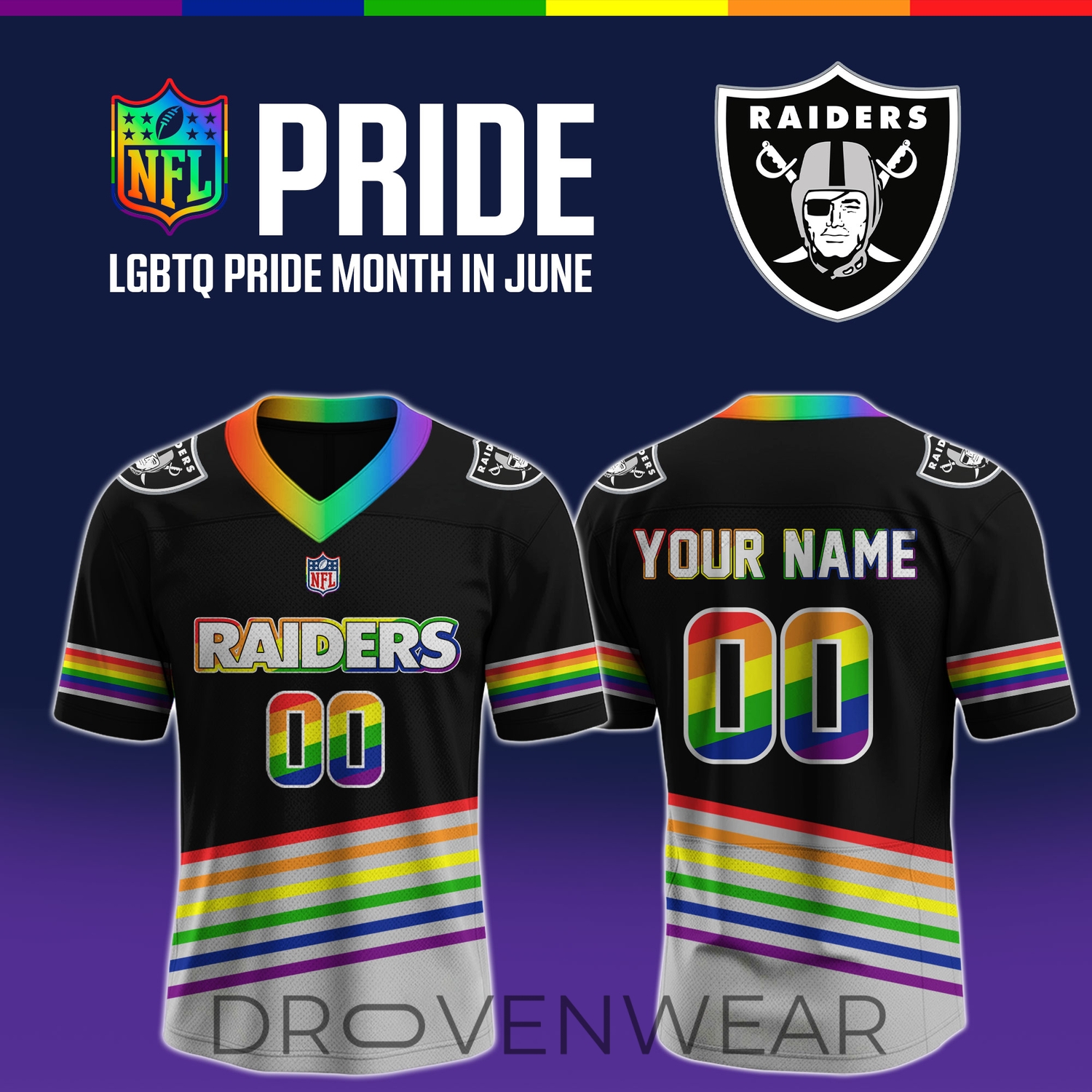 Las Vegas Raiders Inclusive Pride Celebration Football Jersey Las Vegas Raiders Inclusive Pride Celebration Football Jersey