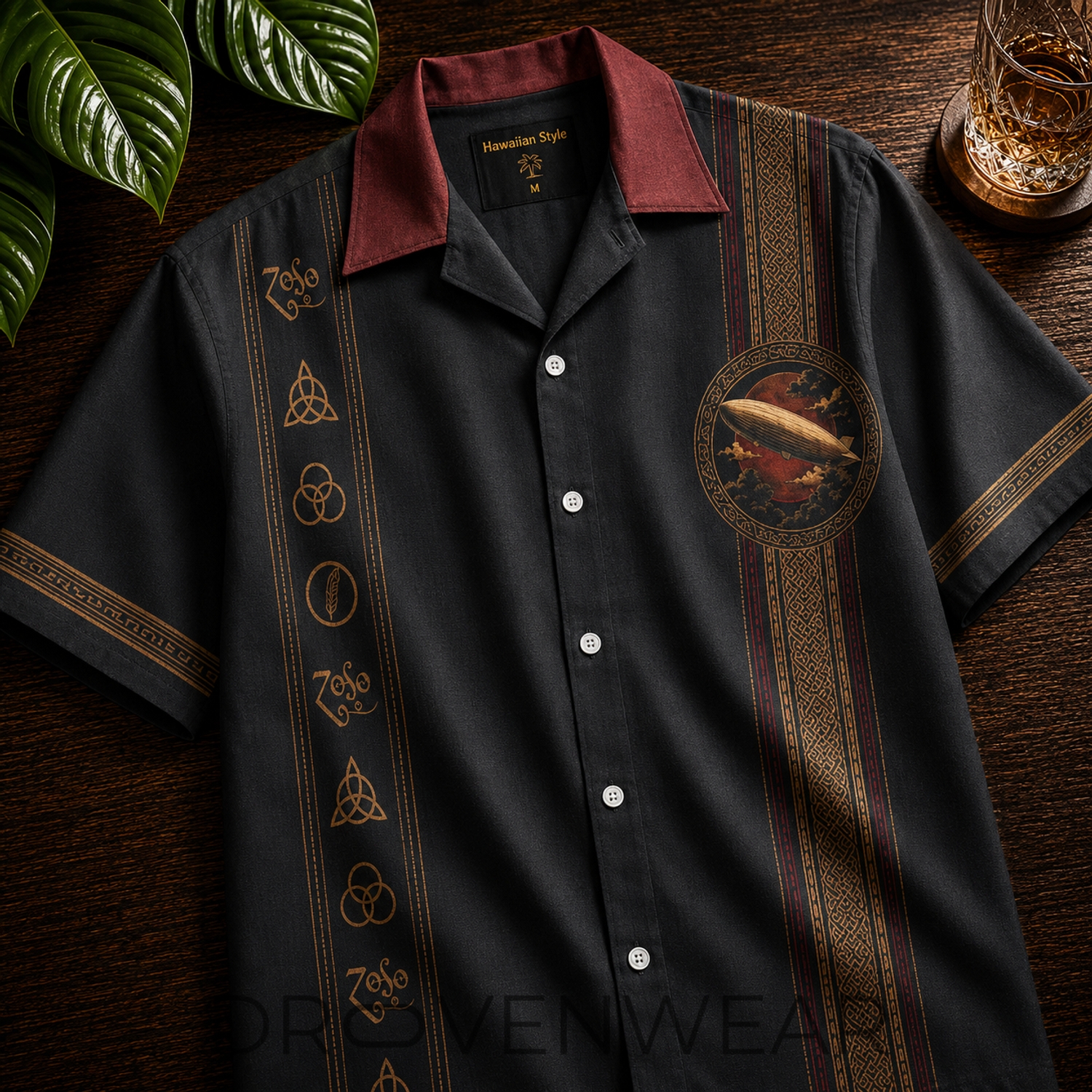 Led Zeppelin Retro Zoso Zeppelin Four Symbols Airship Hawaiian Shirt Led Zeppelin Retro Zoso Zeppelin Four Symbols Airship Hawaiian Shirt