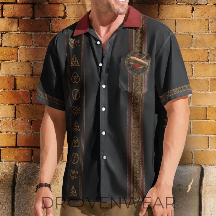 Led Zeppelin Retro Zoso Zeppelin Four Symbols Airship Hawaiian Shirt - Image 4
