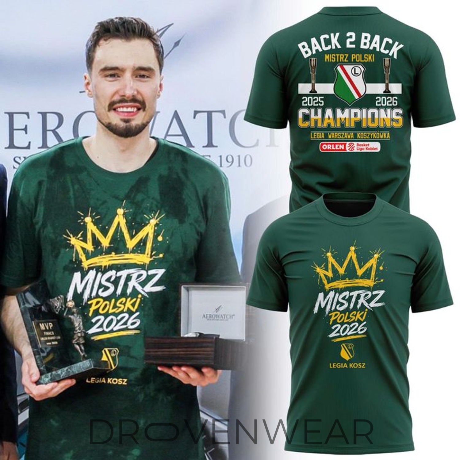 Legia Warsaw Basketball Polish Champions 2026 Green Shirt Legia Warsaw Basketball Polish Champions 2026 Green Shirt