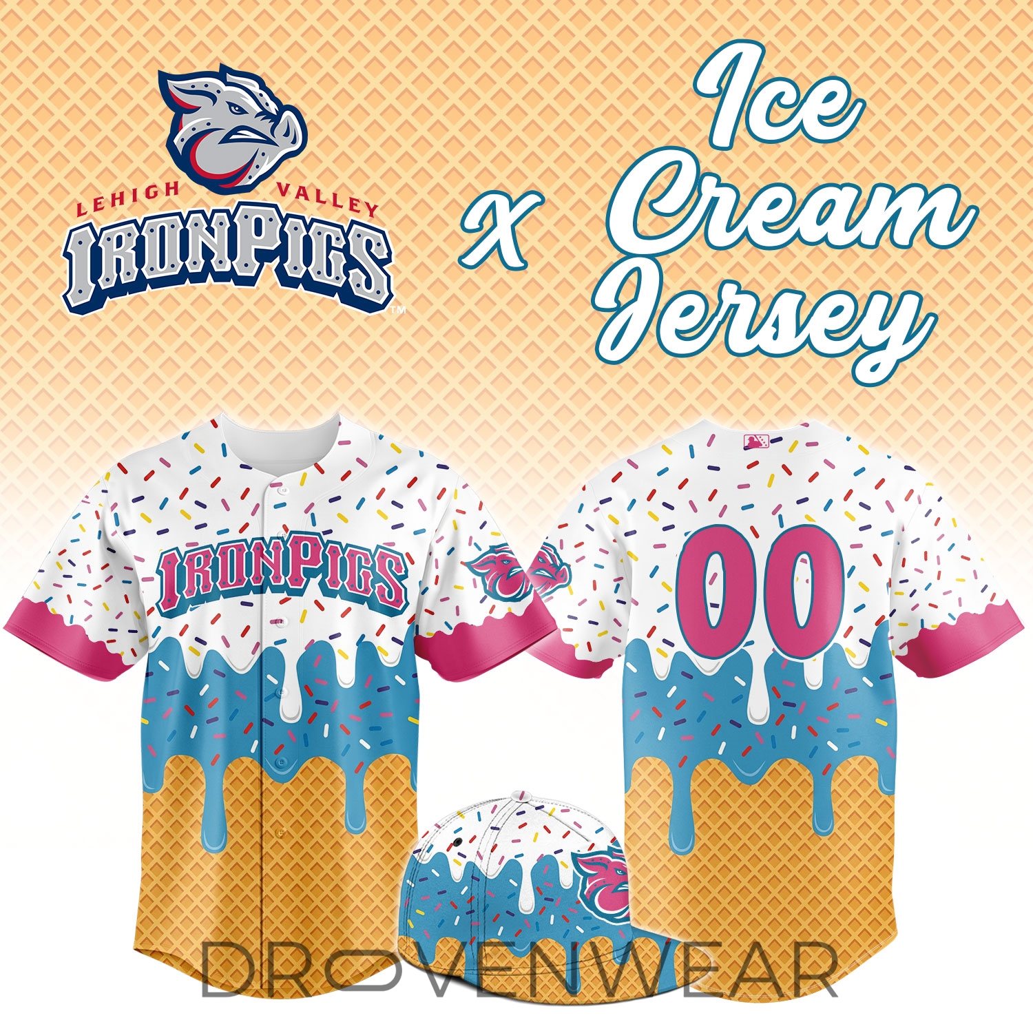 Lehigh Valley IronPigs Ice Cream Festival Personalized Jersey NN Lehigh Valley IronPigs Ice Cream Festival Personalized Jersey NN