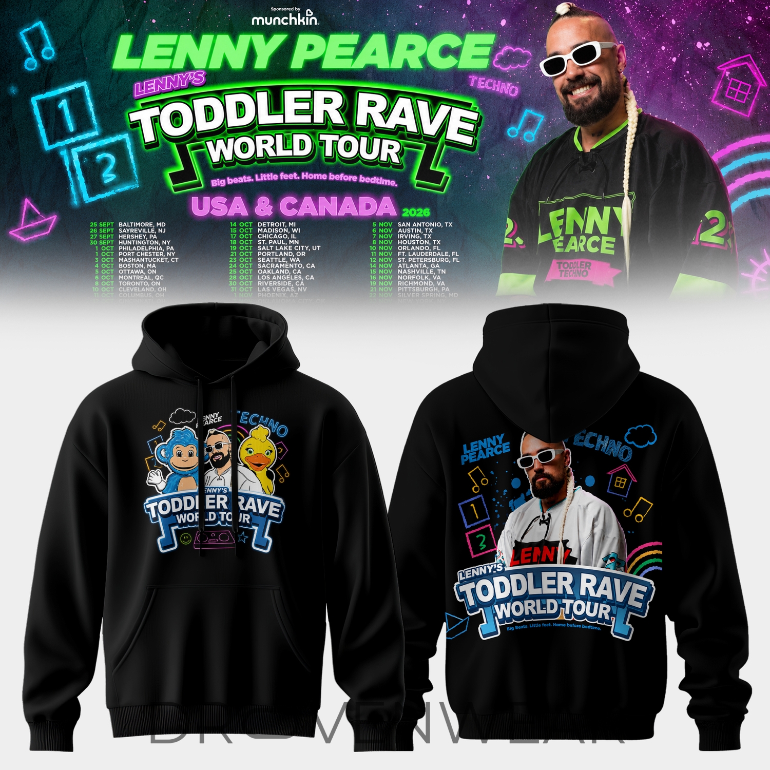 Lenny Pearce Toddler Rave World Tour Pullover Hoodie For Fans Lenny Pearce Toddler Rave World Tour Pullover Hoodie For Fans