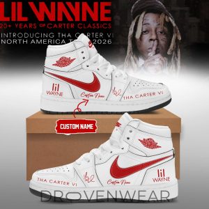 Lil Wayne Tha Carter VI Tour White AJ1 Custom Sneakers 2026 by Drovenwear.com