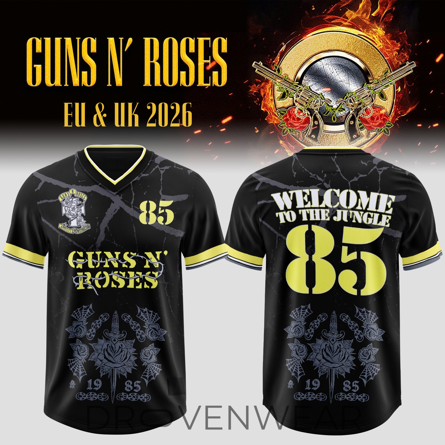 Limited Guns N' Roses 2026 Tour Inspired Football Jersey Limited Guns N' Roses 2026 Tour Inspired Football Jersey