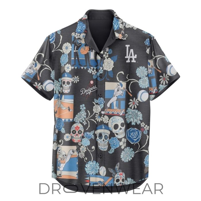 Los Angeles Dodgers 2026 Black Día De Los Muertos Hawaii Shirt - Image 2