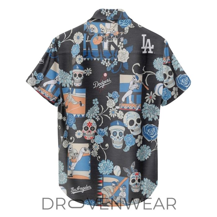 Los Angeles Dodgers 2026 Black Día De Los Muertos Hawaii Shirt - Image 3