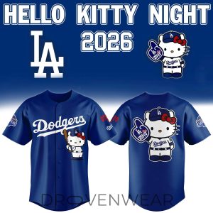 Los Angeles Dodgers 2026 Hello Kitty Night Jersey by Drovenwear.com