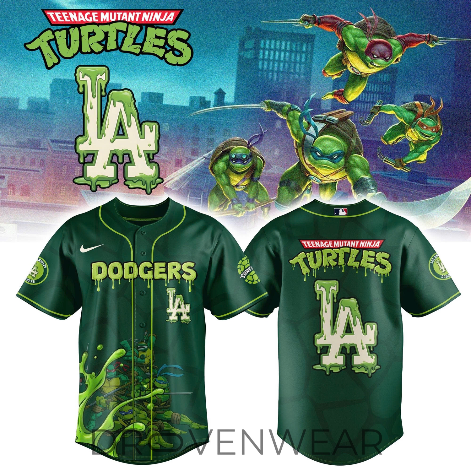 Los Angeles Dodgers Ninja Turtles Street Battle Baseball Jersey Los Angeles Dodgers Ninja Turtles Street Battle Baseball Jersey
