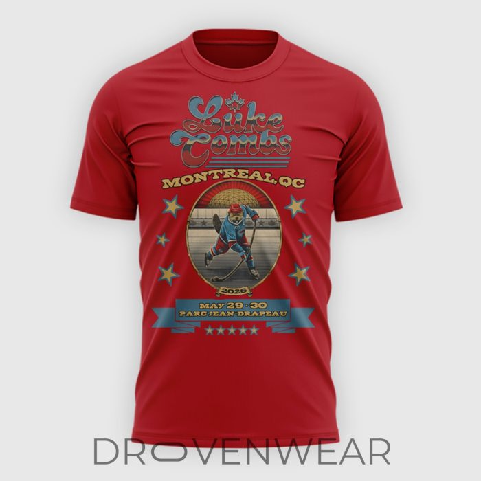 Luke Combs My Kinda Saturday Night Tour Montreal Parc Jean-Drapeau Red Fan Shirt - Image 2