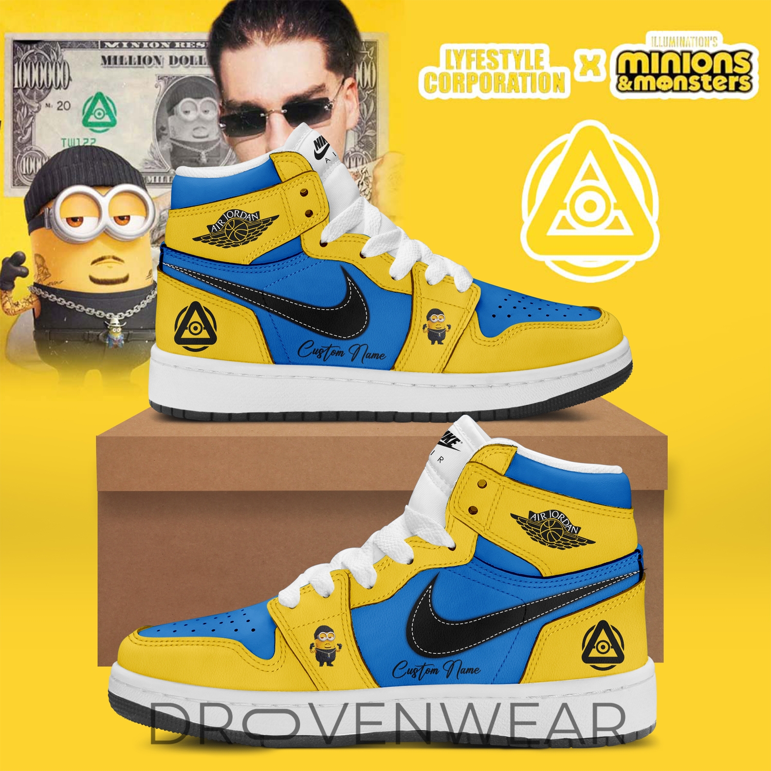 Lyfestyle Corporation Minions & Monsters Custom Air Jordan 1 Sneakers Lyfestyle Corporation Minions & Monsters Custom Air Jordan 1 Sneakers