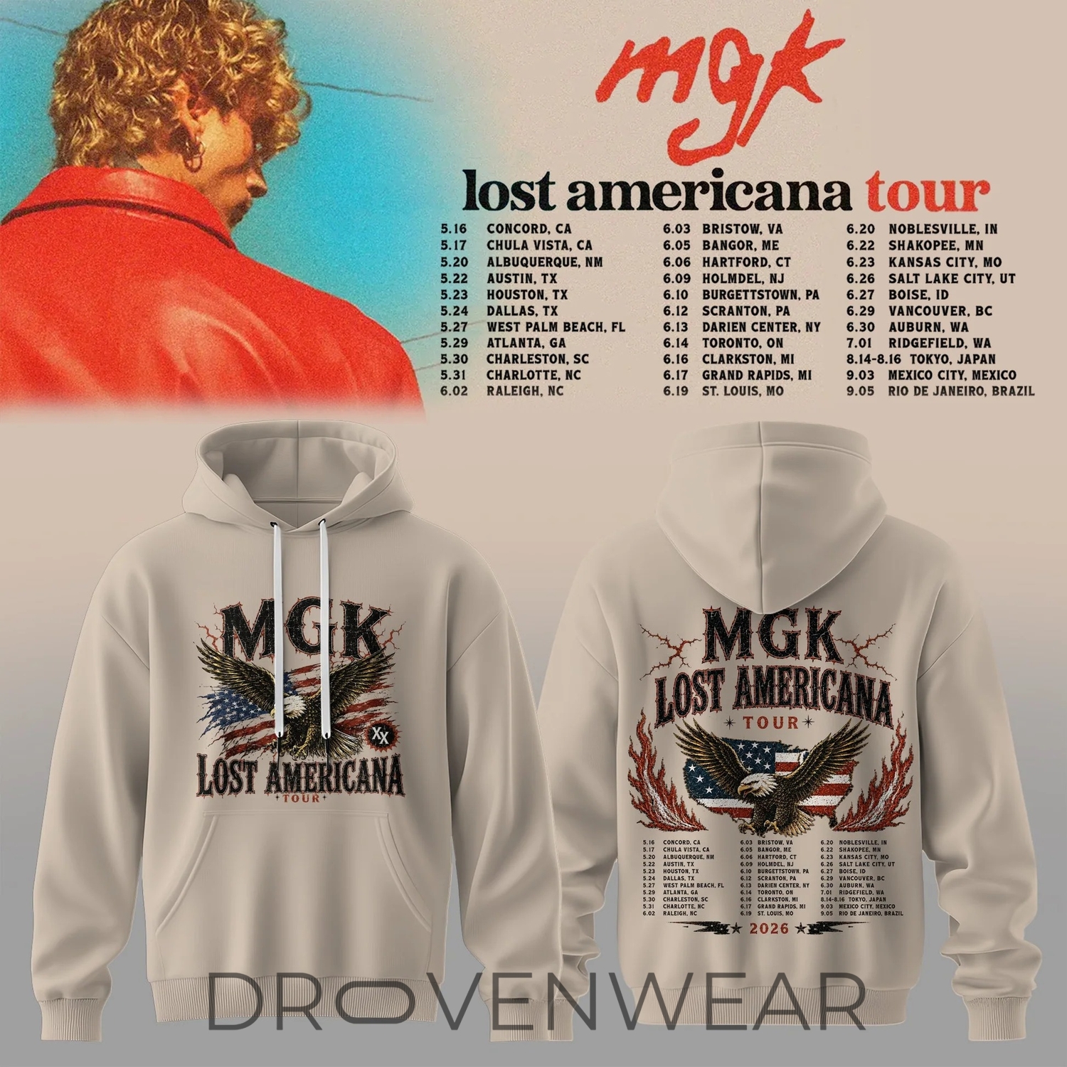 MGK Lost Americana Tour 2026 Premium Concert Hoodie MGK Lost Americana Tour 2026 Premium Concert Hoodie