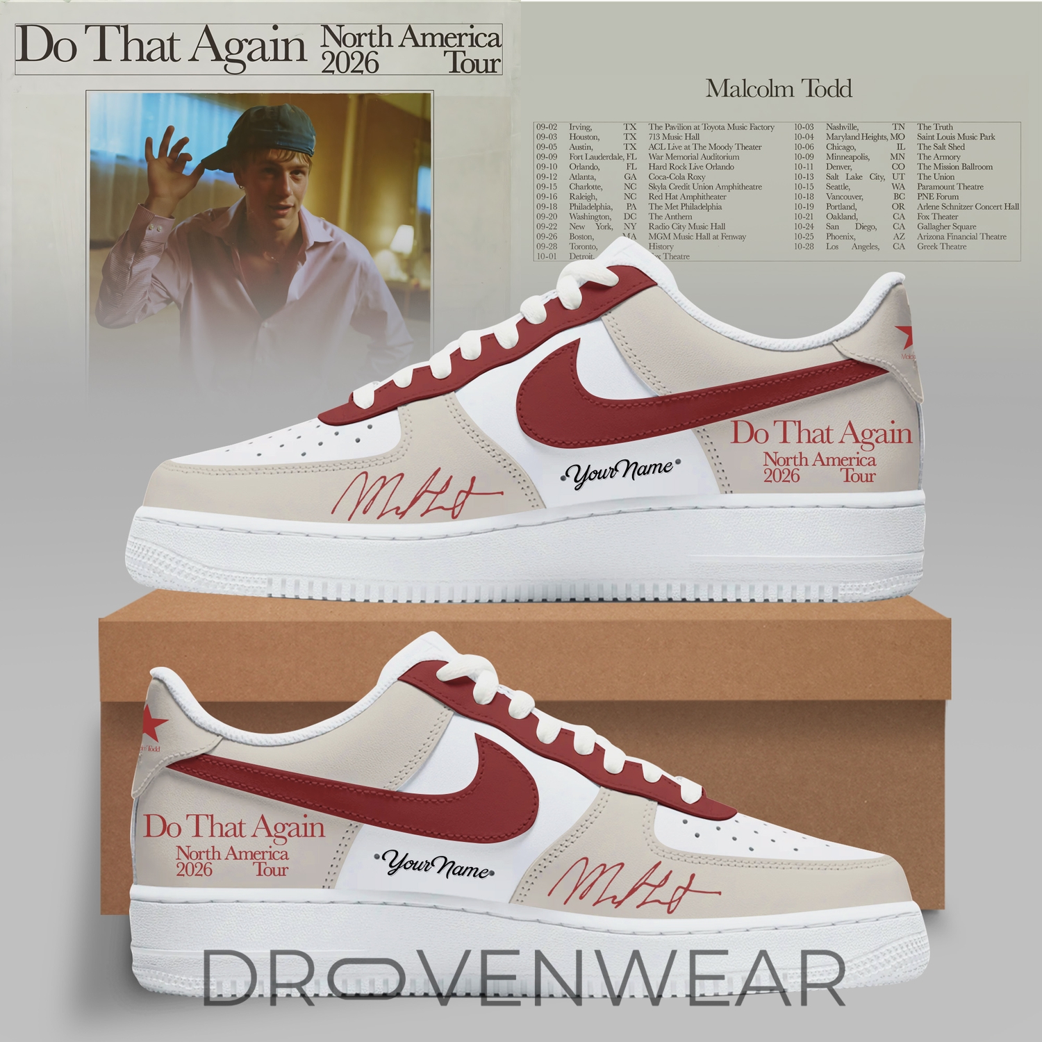 Malcolm Todd Do That Again Tour 2026 AF1 Sneakers V2 Malcolm Todd Do That Again Tour 2026 AF1 Sneakers V2