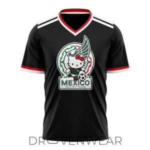 Mexico Soccer x Hello Kitty WC26 Black Fan Shirt by Drovenwear.com