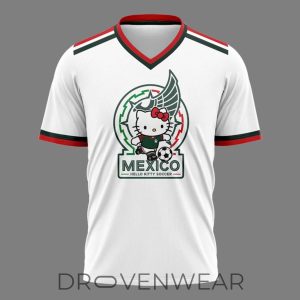 Mexico Soccer x Hello Kitty WC26 White Fan Shirt by Drovenwear.com