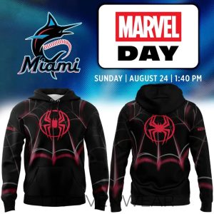 Miami Marlins Marvel Night SpiderMan Miles Morales Hoodie by Drovenwear.com