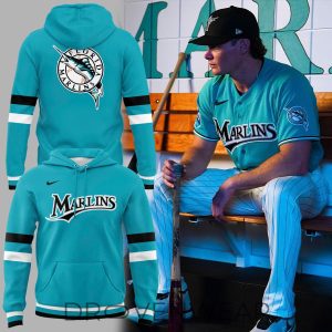 Miami Marlins Teal Throwback Uniform Hoodie Special Edition by Drovenwear.com