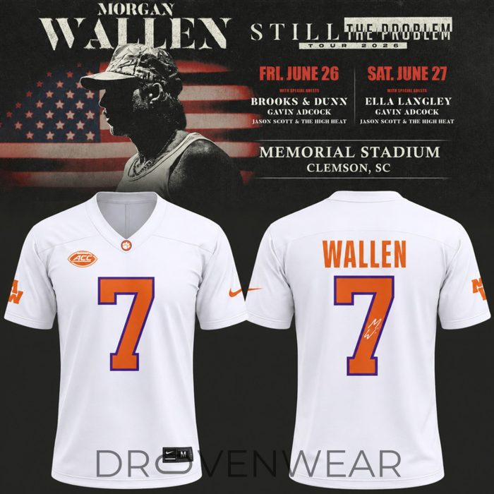 Morgan Wallen x Clemson Tigers 2026 Exclusive White Football Jersey - Image 3
