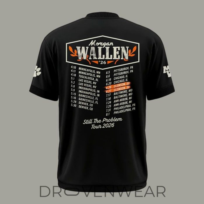 Morgan Wallen x Clemson Tigers Football Still The Problem Tour 2026 Memorial Stadium T-Shirt - Image 3