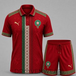 Morocco FIFA World Cup 2026 Cultural Polo Shorts Set by Drovenwear.com