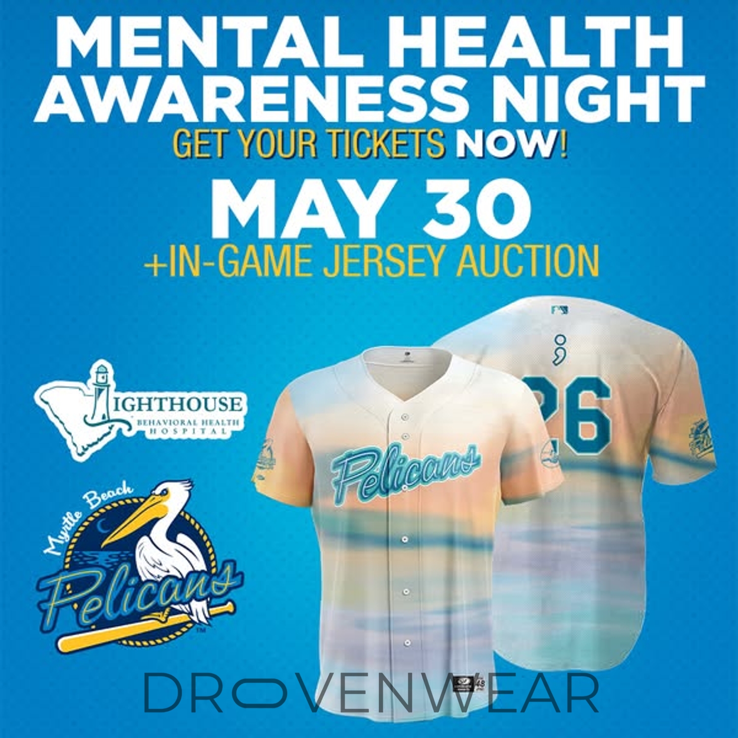 Myrtle Beach Pelicans Mental Health Awareness Night Jersey 2026 Myrtle Beach Pelicans Mental Health Awareness Night Jersey 2026