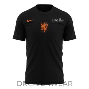Netherlands FIFA World Cup 2026 Black WarmUp Training Shirt by Drovenwear.com