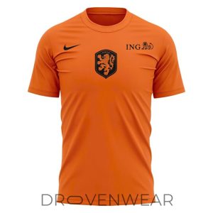 Netherlands FIFA World Cup 2026 Orange WarmUp Fan Shirt by Drovenwear.com