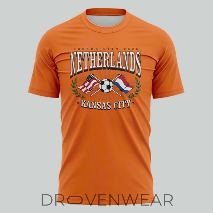 Netherlands Soccer Heather Orange Limited Edition Football Fan Shirt - Image 2