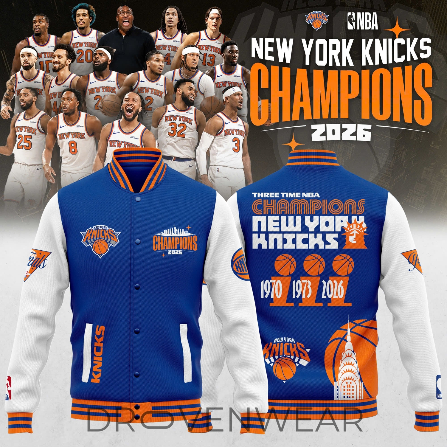New York Knicks 2026 Champions Premium Bomber Jacket New York Knicks 2026 Champions Premium Bomber Jacket