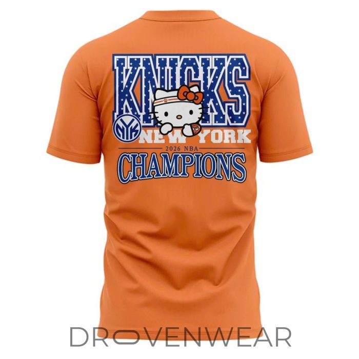 New York Knicks Hello Kitty NBA Finals 2026 Champions Fan Celebration Shirt - Image 3