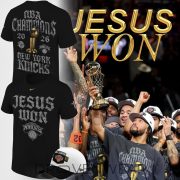 New York Knicks JESUS WON NBA Champions Black Shirt 2026