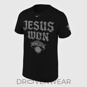 New York Knicks JESUS WON NBA Champions Black Shirt 2026 by Drovenwear.com