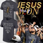 New York Knicks JESUS WON NBA Champions Gray Shirt 2026