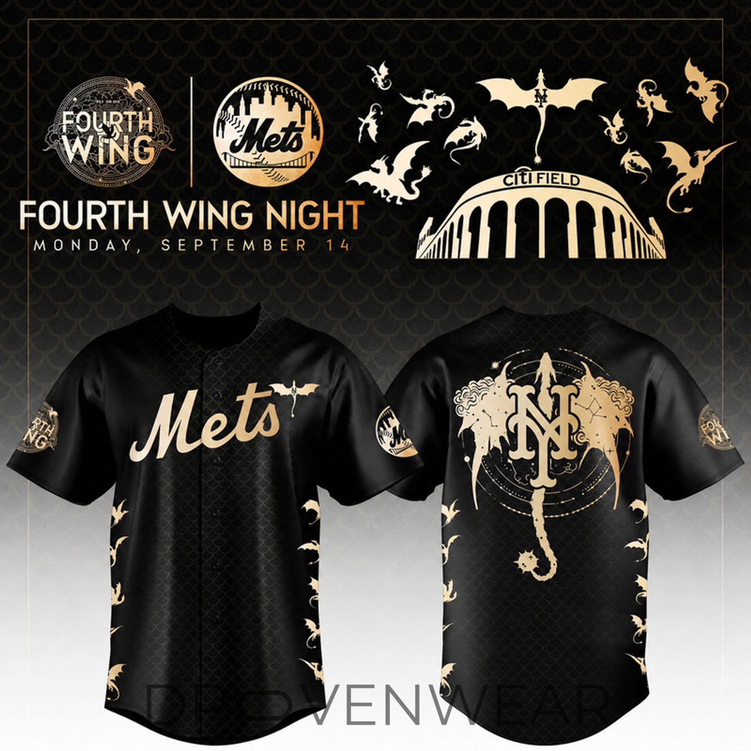 New York Mets Fourth Wing Night 2026 Special Edition Black Baseball Jersey New York Mets Fourth Wing Night 2026 Special Edition Black Baseball Jersey