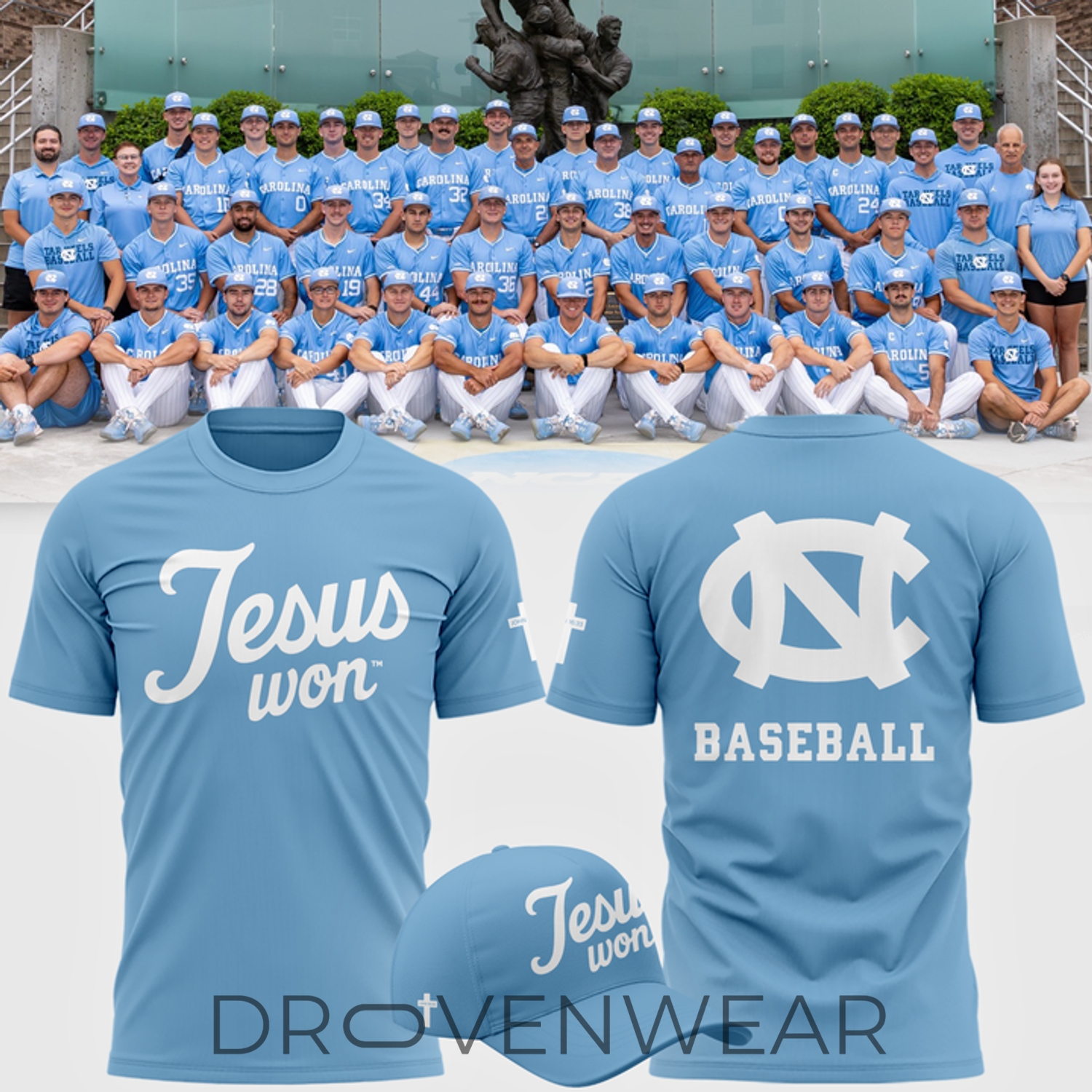 North Carolina Tar Heels JESUS WON Blue Fan Shirt 2026 North Carolina Tar Heels JESUS WON Blue Fan Shirt 2026