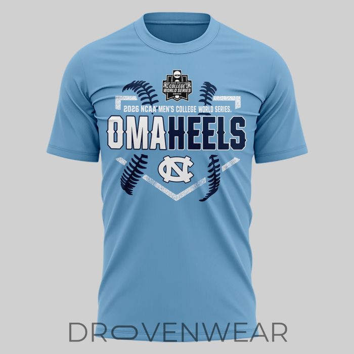 North Carolina Tar Heels OmaHeels 2026 College World Series Baseball T-Shirt - Image 2