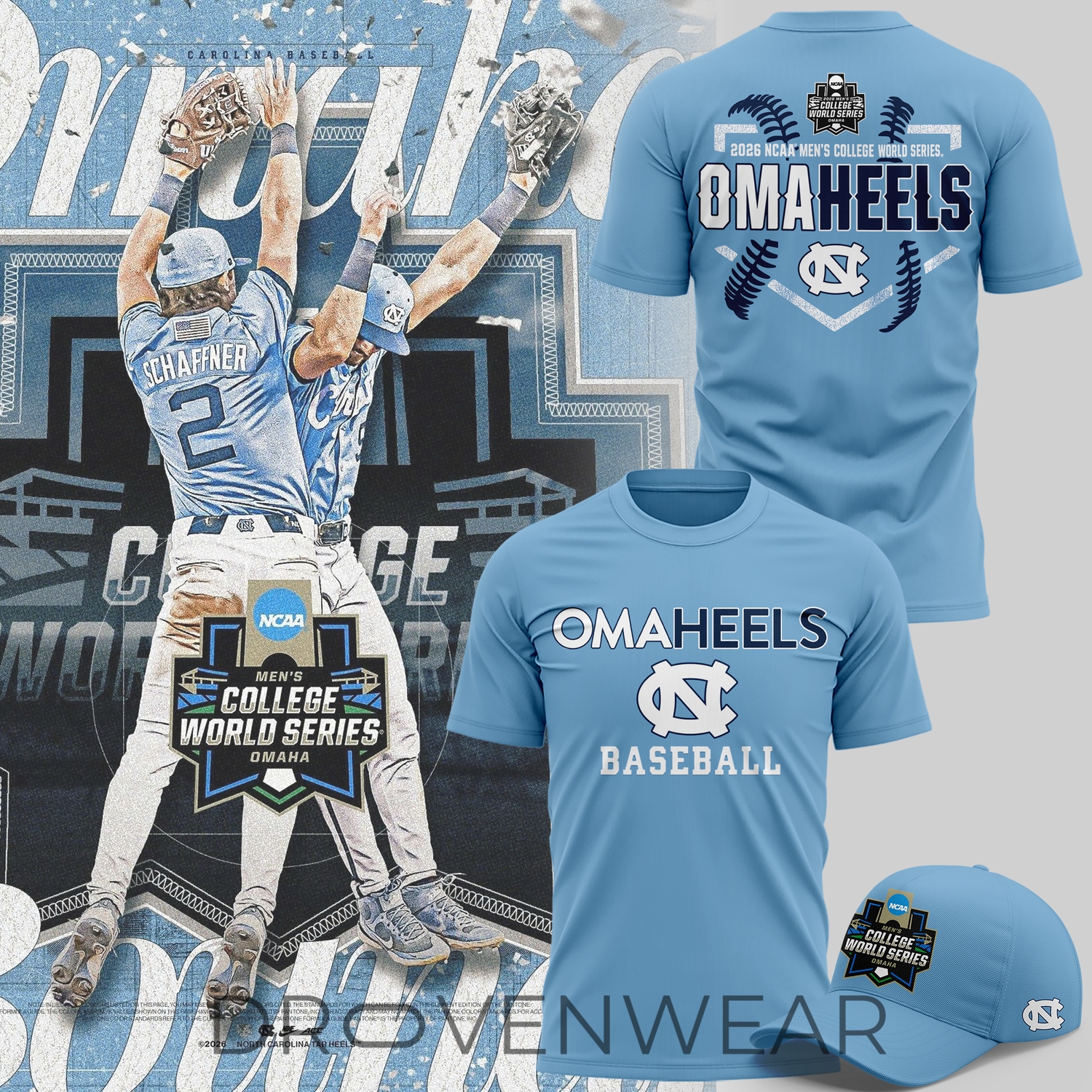 North Carolina Tar Heels OmaHeels 2026 Postseason Baseball Graphic Tee North Carolina Tar Heels OmaHeels 2026 Postseason Baseball Graphic Tee