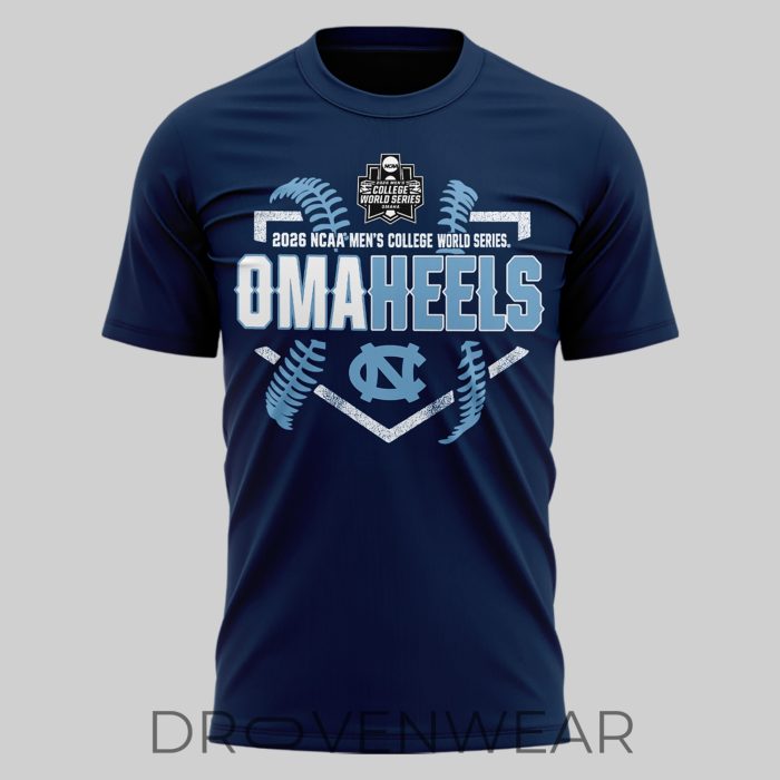 North Carolina Tar Heels OmaHeels Omaha 2026 NCAA Baseball Fan Tee - Image 2